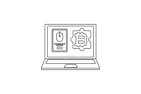 Bit Coin Laptop Mouse Coloring Page: A Versatile Graphic Design Asset for Content Creators