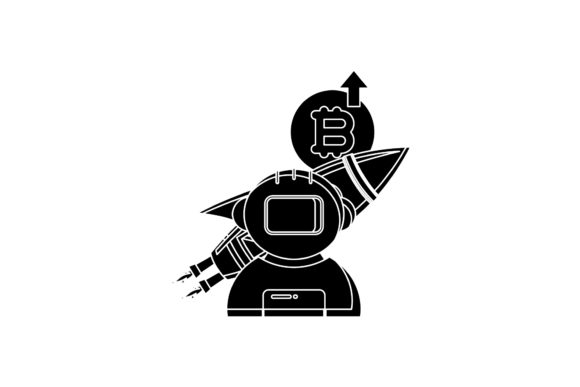 Bit Coin Space Rocket Black Filled: A Graphics Freebie for Content Creators