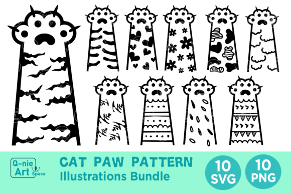 Cute Cat Paws Pattern Bundle for Crafts and Graphics Projects