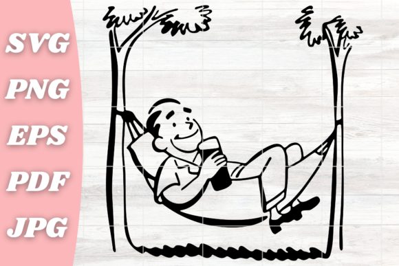 Happy Camper in a Hammock: A Versatile Graphic Design Asset for Crafts and Creative Projects