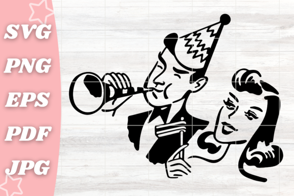 Retro Couple Celebrating: A Versatile Graphic for Crafts and Merch