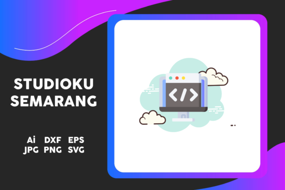 School Icon Coding Desktop Cloud White: A Versatile Graphic Design Asset for Local Business Branding