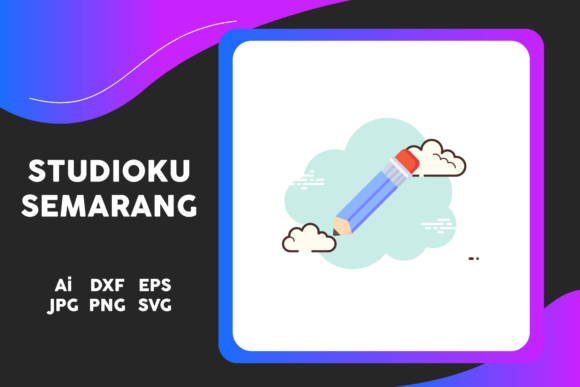 School Icon Pencil Cloud White Sky Blue: A Versatile Graphic Design Freebie for Creative Campaigns