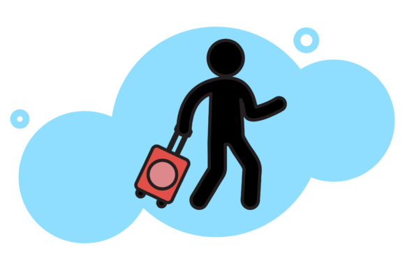 Travel Icon Vector Human Bring Suitcase – A Modern Graphic Design Asset for Content Creators