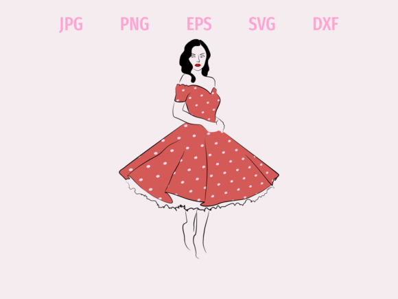 Vintage Dress Girl Minimalistic Art Review for Embroidery Projects